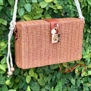 Meadow, Picnic Basket inspired Shoulder Bag BROWN